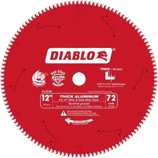 Freud - 12" Blade Diam, 72 Teeth, Carbide-Tipped Cold Saw Blade - 1" Arbor Hole Diam, 0.071" Blade Thickness - Benchmark Tooling