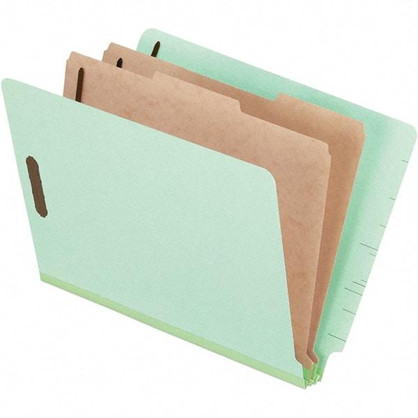 Pendaflex - 8-1/2 x 11", Letter Size, Pale Green, Classification Folders with End Tab Fastener - 25 Point Stock, End Tab Cut Location - Benchmark Tooling