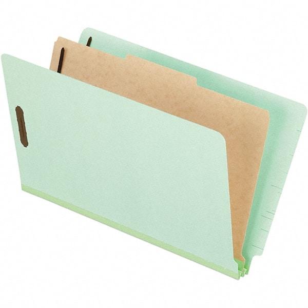 Pendaflex - 8-1/2 x 14", Legal, Pale Green, Classification Folders with End Tab Fastener - 25 Point Stock, End Tab Cut Location - Benchmark Tooling