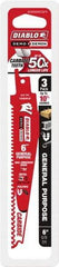 Freud - 6" Long x 1" Thick, Carbide Reciprocating Saw Blade - Tapered Profile, 9 TPI, Toothed Edge, Tang Shank - Benchmark Tooling