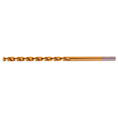 3.00mm RHS / RHC HSS-CO 8% (M42) 135 Degree Split Point Q-Cobalt Wide Land Parabolic Taper Length Drill - TiN - Exact Industrial Supply