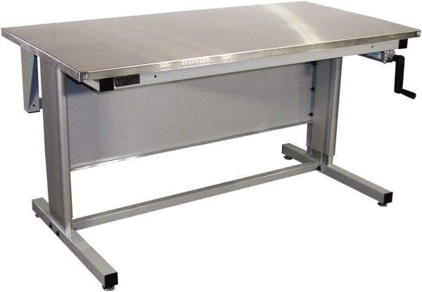 Proline - 60 Wide x 30" Deep x 42" High, Stainless Steel Workbench - Adjustable Height Legs, Gray - Benchmark Tooling