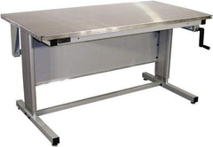 Proline - 60 Wide x 30" Deep x 42" High, Stainless Steel Workbench - Adjustable Height Legs, Gray - Benchmark Tooling