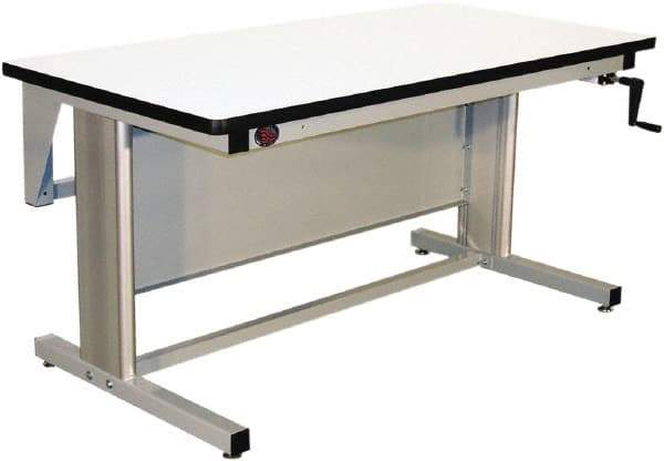 Proline - 60 Wide x 30" Deep x 42" High, Plastic Laminate Workbench - T-Molded Edge, Adjustable Height Legs, Gray - Benchmark Tooling