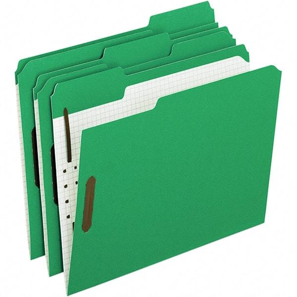 Pendaflex - 11-5/8 x 9-1/2", Letter Size, Green, File Folders with Top Tab - 11 Point Stock, Assorted Tab Cut Location - Benchmark Tooling