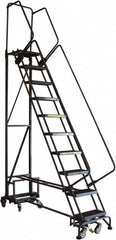 Ballymore - 90" 9 Step Ladder - Rolling Safety Ladder, 450 Lb Capacity, 90" Platform Height, 26" Base Width x 63" Base Depth, Abrasive Mat Tread - Benchmark Tooling