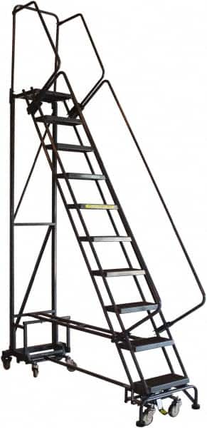 Ballymore - 80" 8 Step Ladder - Rolling Safety Ladder, 450 Lb Capacity, 80" Platform Height, 26" Base Width x 57" Base Depth, Abrasive Mat Tread - Benchmark Tooling