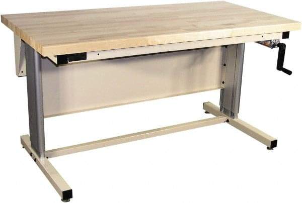 Proline - 60 Wide x 30" Deep x 42" High, Maple Workbench - Adjustable Height Legs, Beige - Benchmark Tooling