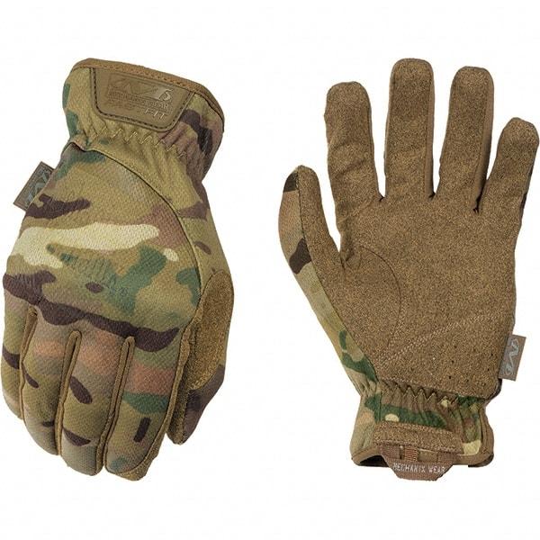 Mechanix Wear - Size L Work Gloves - For Mechanic's & Lifting, Uncoated, Elastic Band Cuff, Full Fingered, Camouflage, Paired - Benchmark Tooling