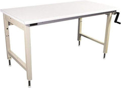 Proline - 72 Wide x 30" Deep x 42" High, Plastic Laminate Workbench - Adjustable Height Legs, Beige - Benchmark Tooling