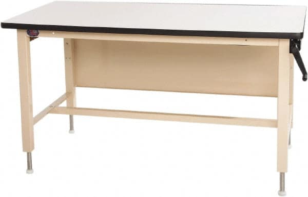 Proline - 60 Wide x 30" Deep x 42" High, Plastic Laminate Workbench - T-Molded Edge, Adjustable Height Legs, Beige - Benchmark Tooling