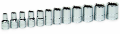 12 Piece - 1/4" Drive - 12 Point - Shallow Socket Set on Clip Rail Metric - Benchmark Tooling