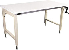 Proline - 60 Wide x 30" Deep x 42" High, Plastic Laminate Workbench - Bull Nose Edge, Adjustable Height Legs, Beige - Benchmark Tooling