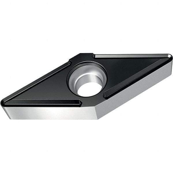 Walter - VBMT FP6 Grade WPP10S Turning Insert - TiCN+Al2O3+(TiCN) Finish, 35° Rhombic, 9.53mm Inscr Circle, 4.76mm Thick, 0.4mm Corner Radius - Benchmark Tooling