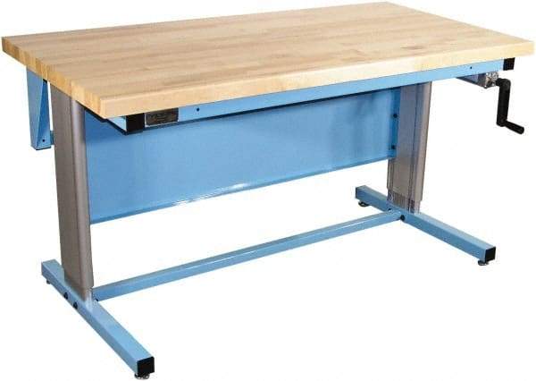 Proline - 60 Wide x 30" Deep x 42" High, Maple Workbench - Adjustable Height Legs, Blue - Benchmark Tooling