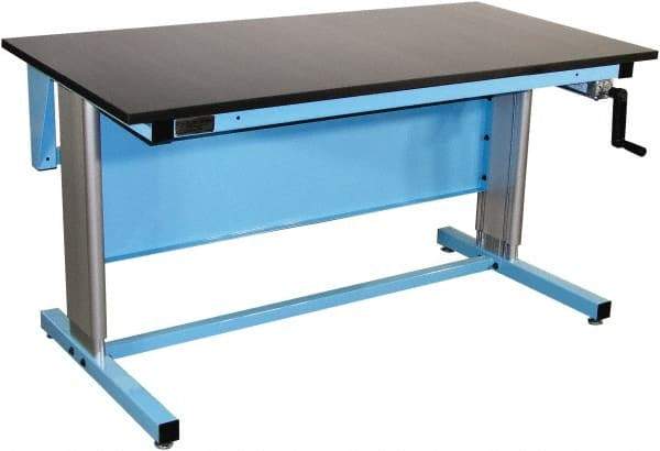 Proline - 60 Wide x 30" Deep x 42" High, Chem-Guard Workbench - Adjustable Height Legs, Blue - Benchmark Tooling