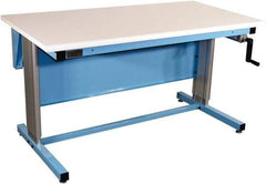 Proline - 60 Wide x 30" Deep x 42" High, Plastic Laminate Workbench - Bull Nose Edge, Adjustable Height Legs, Blue - Benchmark Tooling