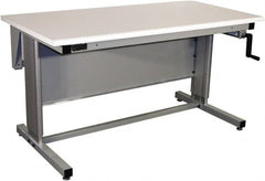 Proline - 60 Wide x 30" Deep x 42" High, Plastic Laminate Workbench - Bull Nose Edge, Adjustable Height Legs, Gray - Benchmark Tooling