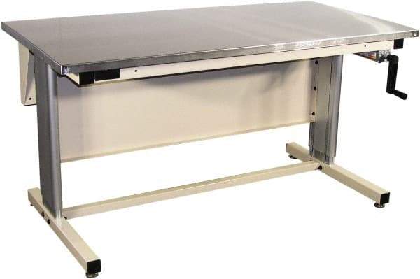 Proline - 60 Wide x 30" Deep x 42" High, Stainless Steel Workbench - Adjustable Height Legs, Beige - Benchmark Tooling
