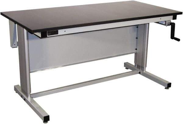 Proline - 60 Wide x 30" Deep x 42" High, Epoxy Resin Workbench - Adjustable Height Legs, Gray - Benchmark Tooling