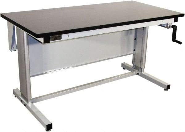 Proline - 72 Wide x 30" Deep x 42" High, Chem-Guard Workbench - Adjustable Height Legs, Gray - Benchmark Tooling