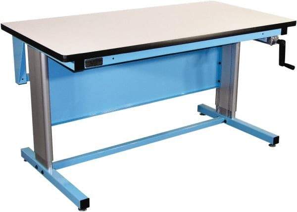 Proline - 72 Wide x 30" Deep x 42" High, Plastic Laminate Workbench - T-Molded Edge, Adjustable Height Legs, Blue - Benchmark Tooling