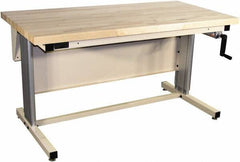 Proline - 72 Wide x 30" Deep x 42" High, Maple Workbench - Adjustable Height Legs, Beige - Benchmark Tooling