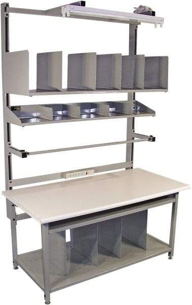 Proline - 72 Wide x 30" Deep x 36" High, Plastic Laminate Workbench - Bull Nose Edge, Adjustable Height Legs, Gray - Benchmark Tooling