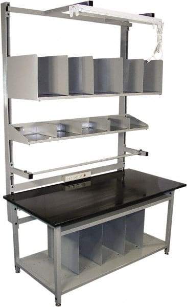 Proline - 72 Wide x 30" Deep x 36" High, Epoxy Resin Workbench - Adjustable Height Legs, Gray - Benchmark Tooling