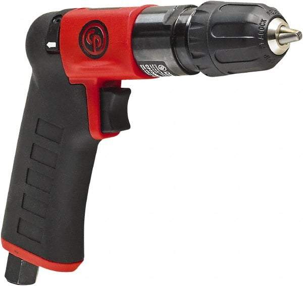 Chicago Pneumatic - 1/4" Reversible Keyless Chuck - Pistol Grip Handle, 2,800 RPM, 0.3 hp, 90 psi - Benchmark Tooling