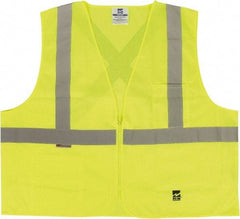 Viking - Size S/M High Visibility Green Solid Public Safety Vest - 37 to 39" Chest, ANSI 107-2015 Type R Class 2, Zipper Closure, 2 Pockets, Polyester - Benchmark Tooling