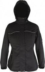 Viking - Size M, Black, Waterproof Jacket - 37" Chest, 4 Pockets, Detachable Hood, Hook & Loop Wrist - Benchmark Tooling