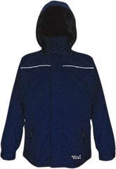 Viking - Size 3XL, Navy, Waterproof, Wind Resistant Jacket - 55" Chest, 5 Pockets, Detachable, Packable Hood, Hook & Loop Wrist - Benchmark Tooling