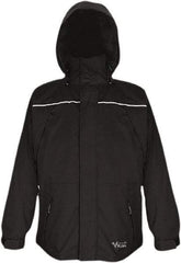 Viking - Size XL, Black, Waterproof, Wind Resistant Jacket - 47" Chest, 5 Pockets, Detachable, Packable Hood, Hook & Loop Wrist - Benchmark Tooling