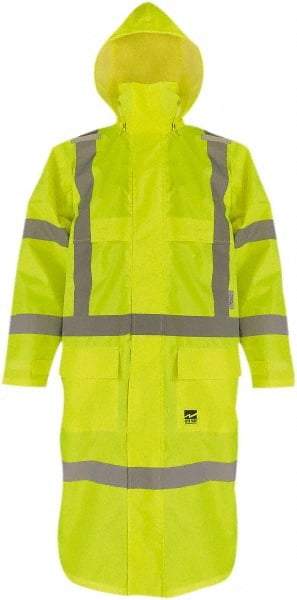 Viking - Size XL, High Visibility Lime, Coat - 47" Chest, 2 Pockets, Detachable Hood, Hook & Loop Wrist - Benchmark Tooling