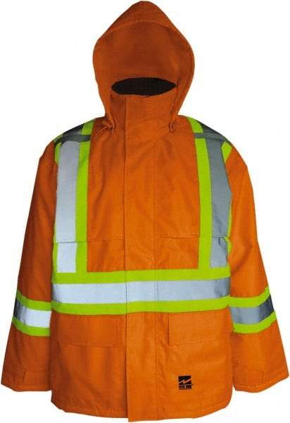 Viking - Size M, High Visibility Orange, Cold Weather, Jacket - 40" Chest, 2 Pockets, Detachable Hood, Hook & Loop Wrist - Benchmark Tooling