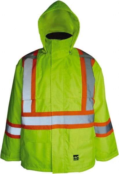 Viking - Size 3XL, High Visibility Lime, Cold Weather, Jacket - 55" Chest, 2 Pockets, Detachable Hood, Hook & Loop Wrist - Benchmark Tooling