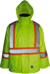 Viking - Size S, High Visibility Lime, Cold Weather, Jacket - 37" Chest, 2 Pockets, Detachable Hood, Hook & Loop Wrist - Benchmark Tooling