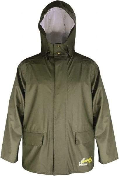 Viking - Size 2XL, Moss Green, Waterproof Jacket - 51" Chest, 2 Pockets, Detachable Hood, Snap at Wrist - Benchmark Tooling