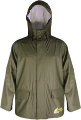 Viking - Size 2XL, Moss Green, Waterproof Jacket - 51" Chest, 2 Pockets, Detachable Hood, Snap at Wrist - Benchmark Tooling