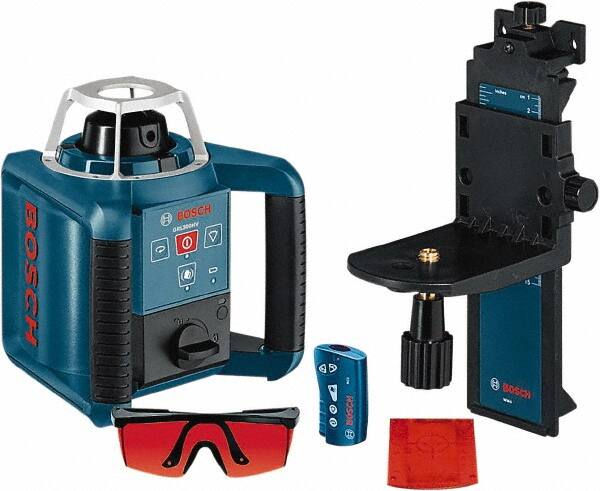 Bosch - 1,000' Measuring Range, 1/8" at 100' Accuracy, Self-Leveling Horizontal & Vertical Rotary Laser - ±5° Self Leveling Range, 1 Beam, 2-D Battery Included - Benchmark Tooling