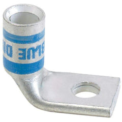 Panduit - 6 AWG Noninsulated Compression Connection Right Angle Ring Terminal - 1/4" Stud, 1.03" OAL x 0.48" Wide, Tin Plated Copper Contact - Benchmark Tooling