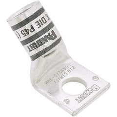 Panduit - 4/0 AWG Noninsulated Compression Connection 45° Angle Ring Terminal - 3/8" Stud, 2.26" OAL x 1.19" Wide, Tin Plated Copper Contact - Benchmark Tooling