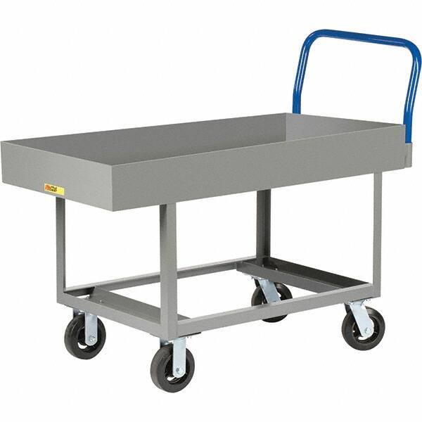 Little Giant - 2,000 Lb Capacity Steel Platform Truck - Steel Deck, 30" OAW, 49-1/2" Platform Length, Mold On Rubber Casters - Benchmark Tooling