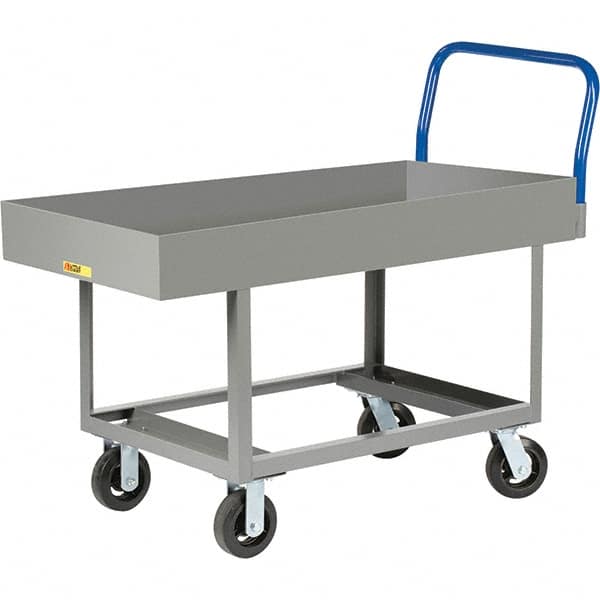 Little Giant - 2,000 Lb Capacity Steel Platform Truck - Steel Deck, 24" OAW, 61-1/2" Platform Length, Mold On Rubber Casters - Benchmark Tooling