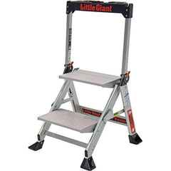 Little Giant - 2 Steps, 2' High, Type IAA Rating, Aluminum Step Stand - 375 Lb Capacity, 21-1/2" Base Width - Benchmark Tooling