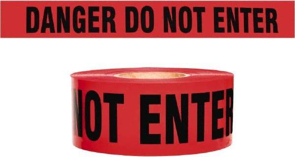 NMC - 135' Long x 3" Wide Roll, 100% Cotton, Red Barricade Tape - Message: Caution - Do Not Enter - Benchmark Tooling