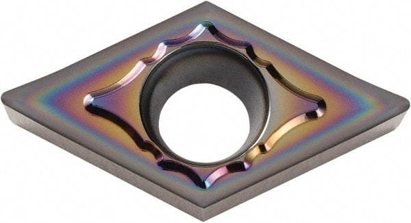 Kyocera - DCGT3251 AH Grade PDL025 Carbide Turning Insert - Al2O3 Finish, 55° Diamond, 3/8" Inscr Circle, 5/32" Thick, 1/64" Corner Radius - Benchmark Tooling