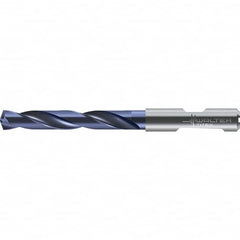 Walter-Titex - 12.8mm 140° Solid Carbide Jobber Drill - TiAlN Finish, Right Hand Cut, Spiral Flute, Round with Flats Shank, 124mm OAL - Benchmark Tooling