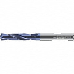 Walter-Titex - 10.3mm 140° Solid Carbide Screw Machine Drill Bit - Right Hand Cut, 55mm Flute Length, 102mm OAL, Straight Shank with Weldon Flat, Through Coolant - Benchmark Tooling